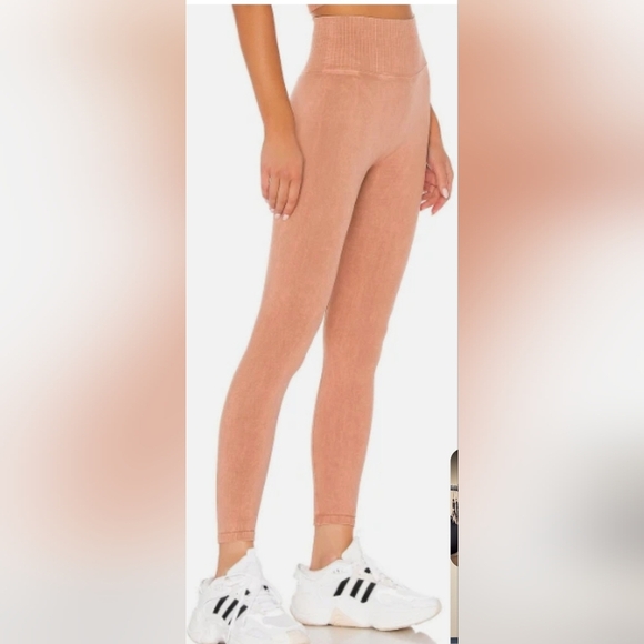 Free People Stylish Ribbed Leggings in Desert Clay/ Pink Color - Picture 4 of 9